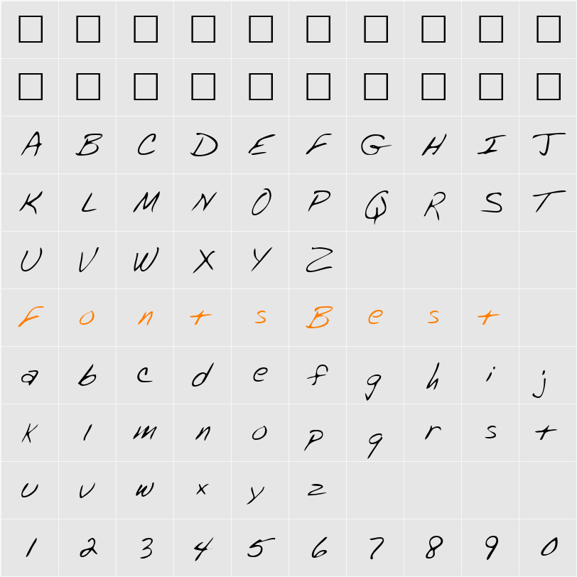 DereksHand Character Map