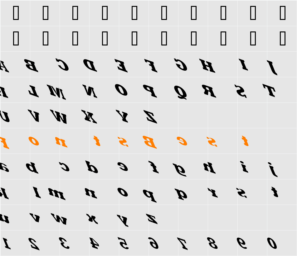 Slant Six Flip Character Map