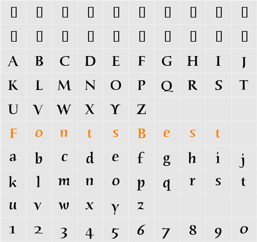 Humana Serif Md ITC TT Character Map