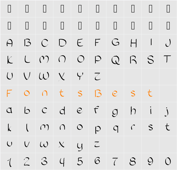 SloppyHand Character Map