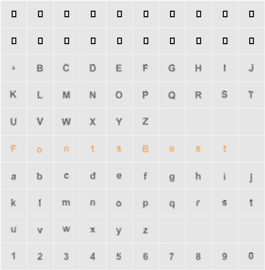 Half Tone Arial Character Map