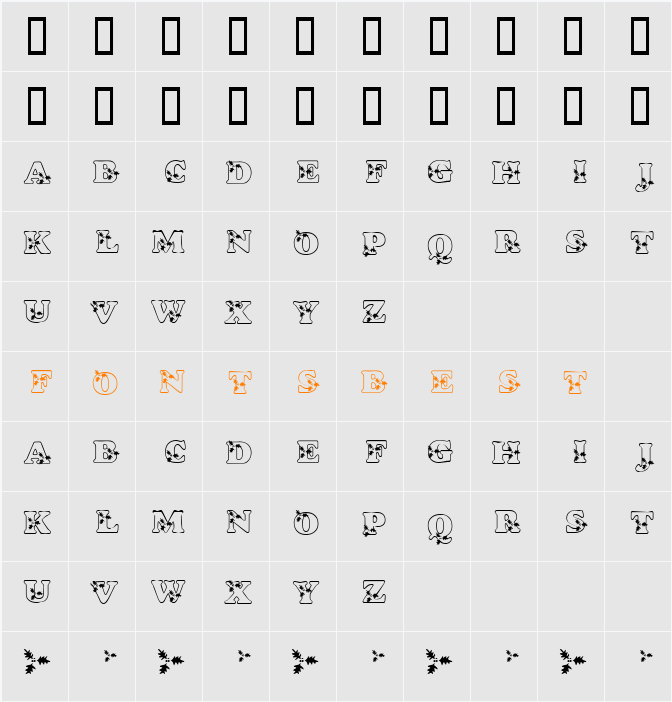 KR Holly Character Map