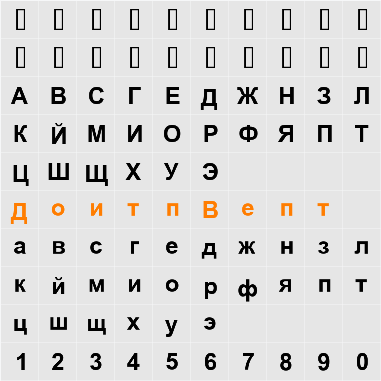 973-CAI978 Character Map