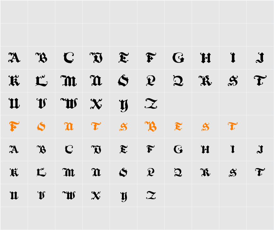 BlackInitialText Character Map
