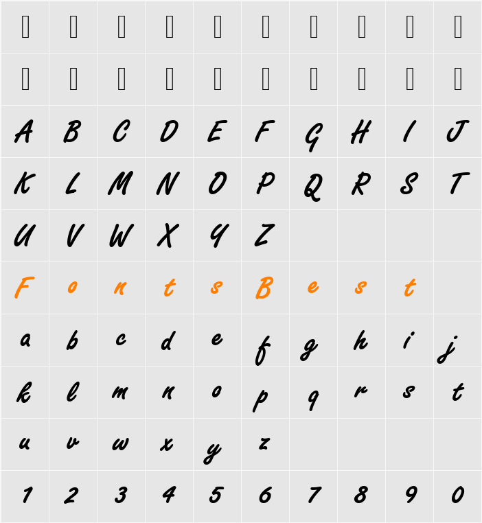 FreestyleScrDEE Character Map