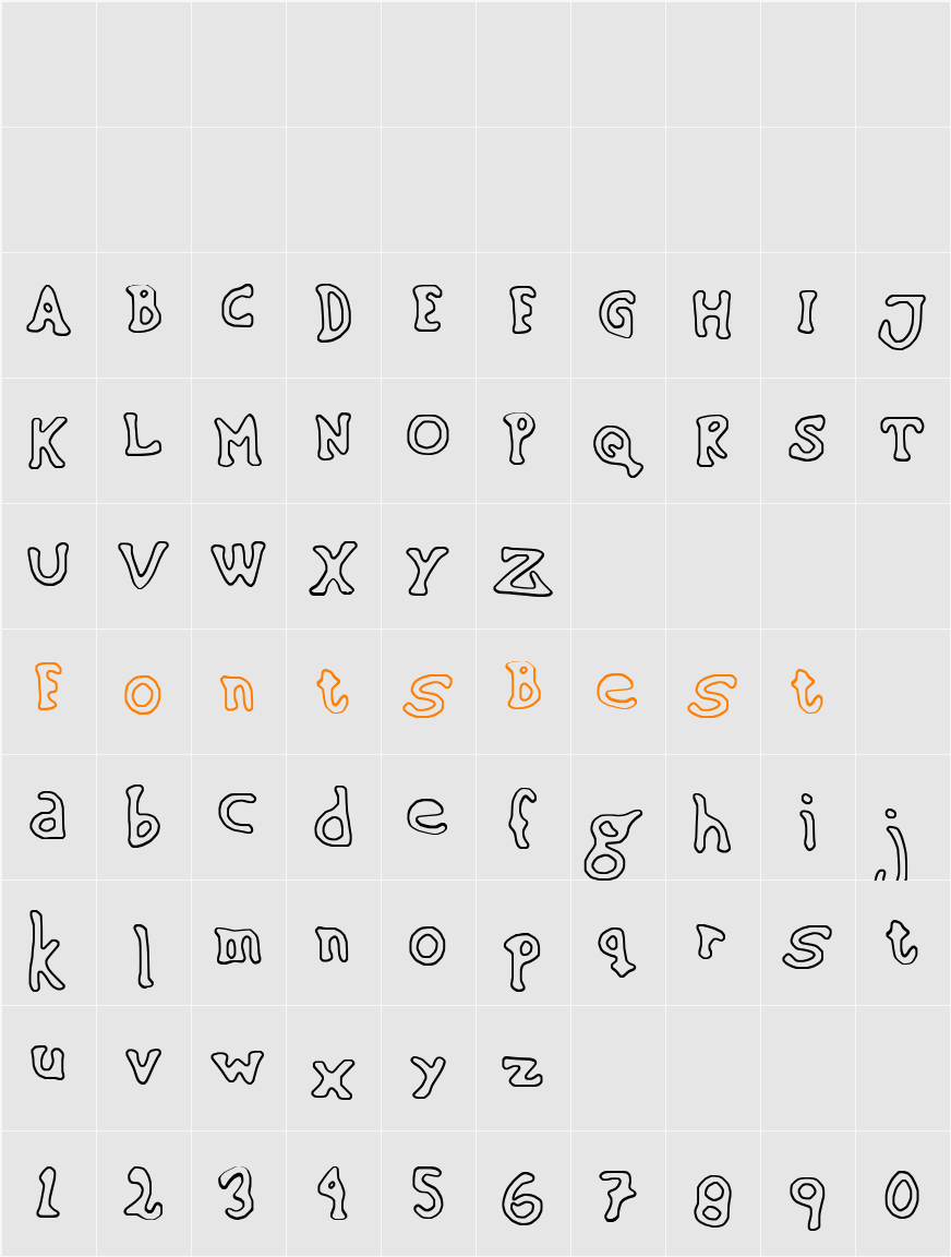 Sinking Ship (outline) Character Map