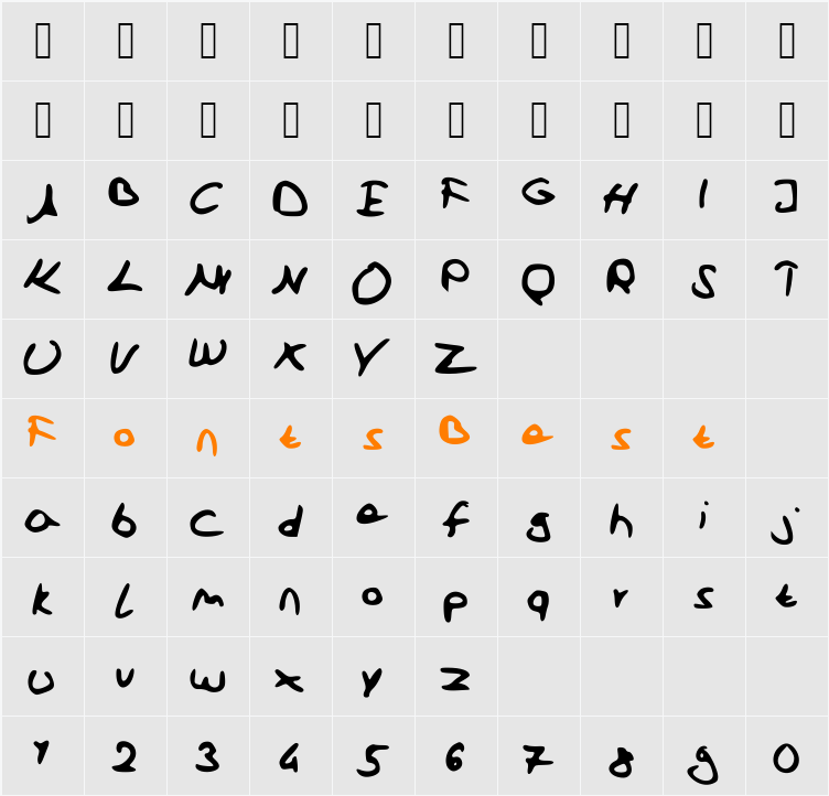 SchoolFont Character Map