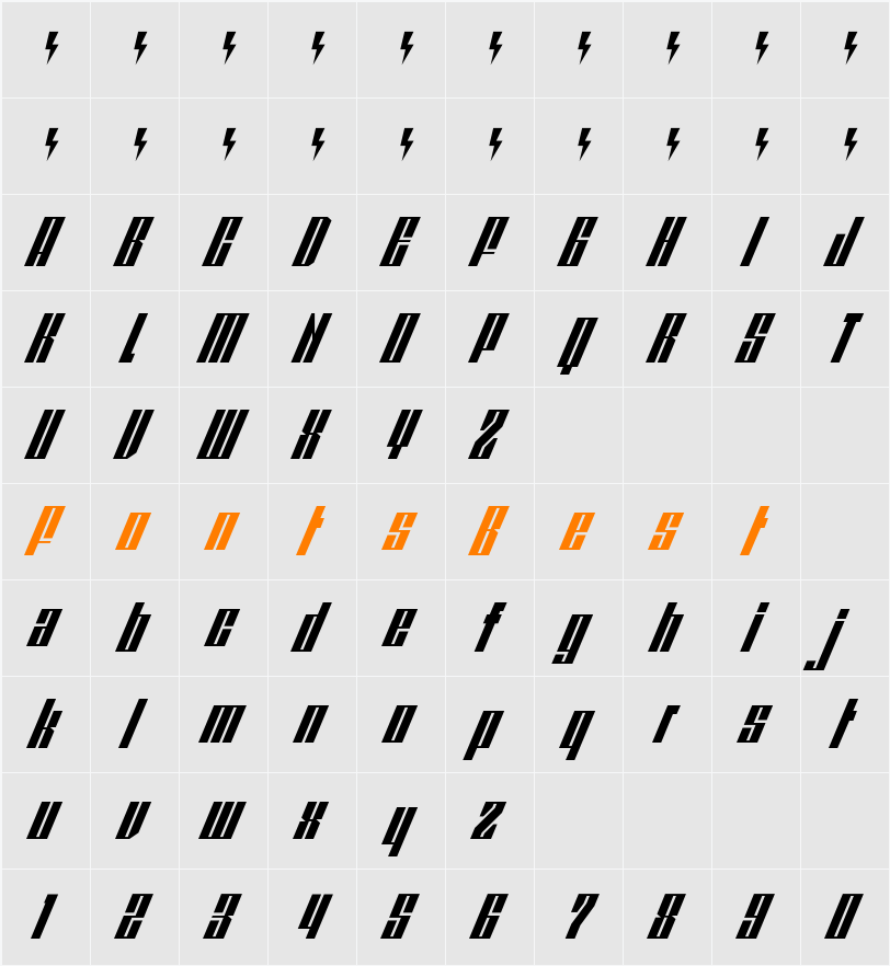 REDPOWER Character Map