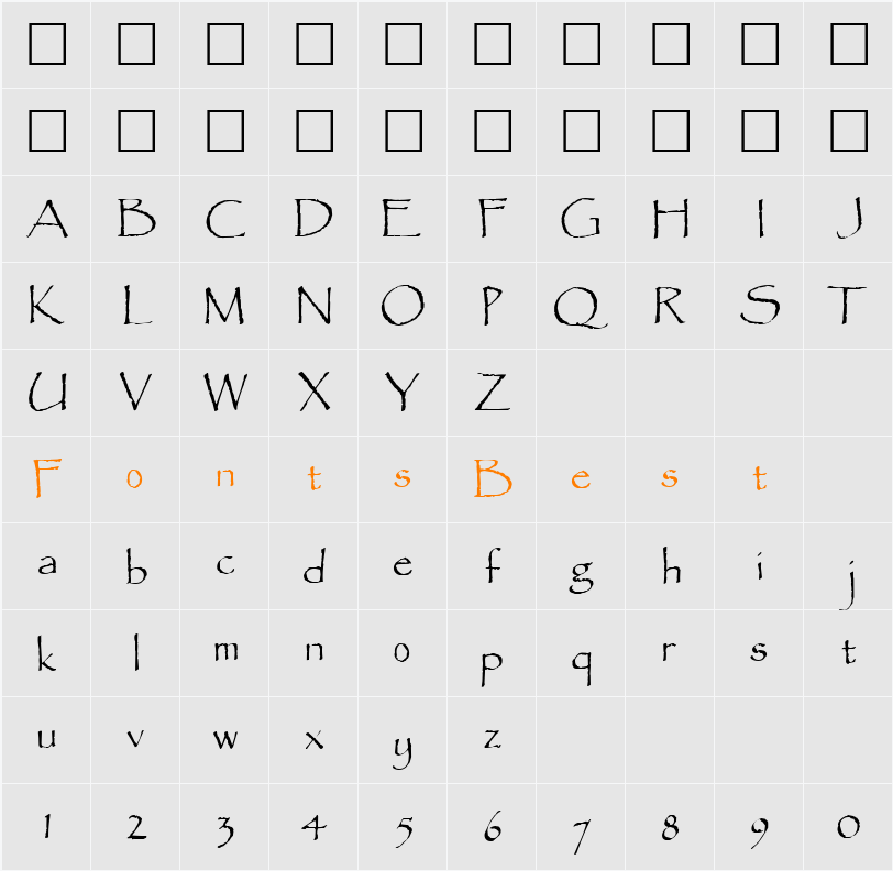 Parchment Character Map
