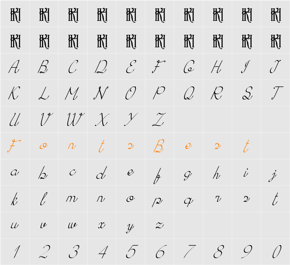 KH Erza Script Character Map