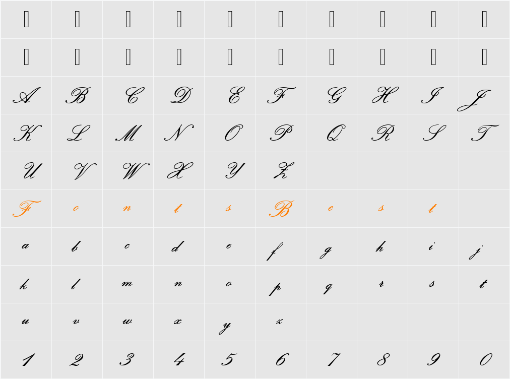 URWPolluxScrNo2D Character Map