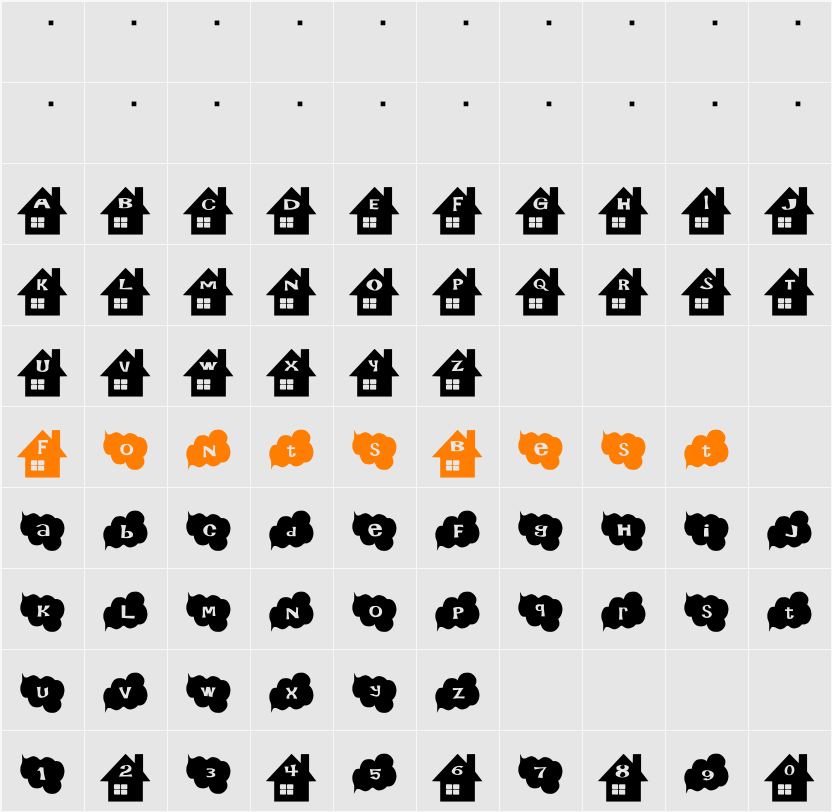 Home Font Character Map