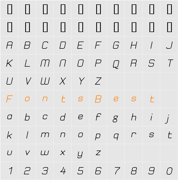 Elgethy Est Bold Oblique Character Map