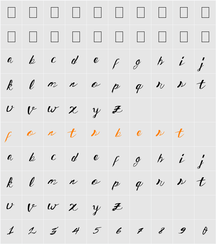 SpringAway Character Map