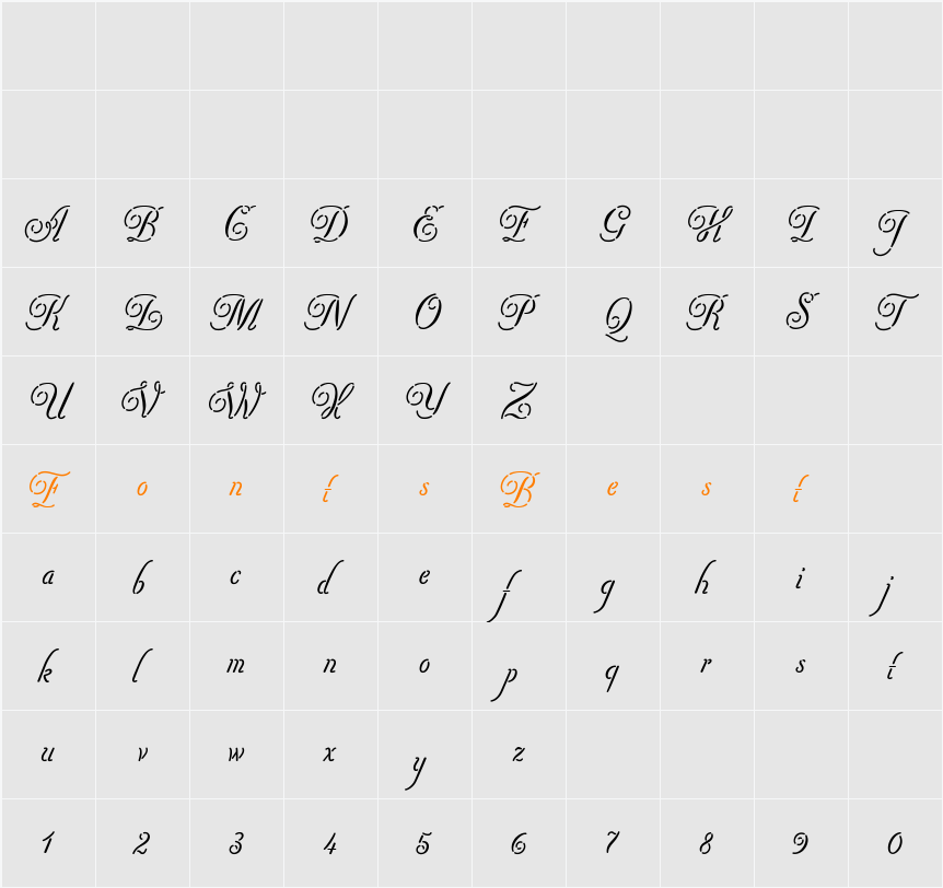 Pezzo-Regular Character Map