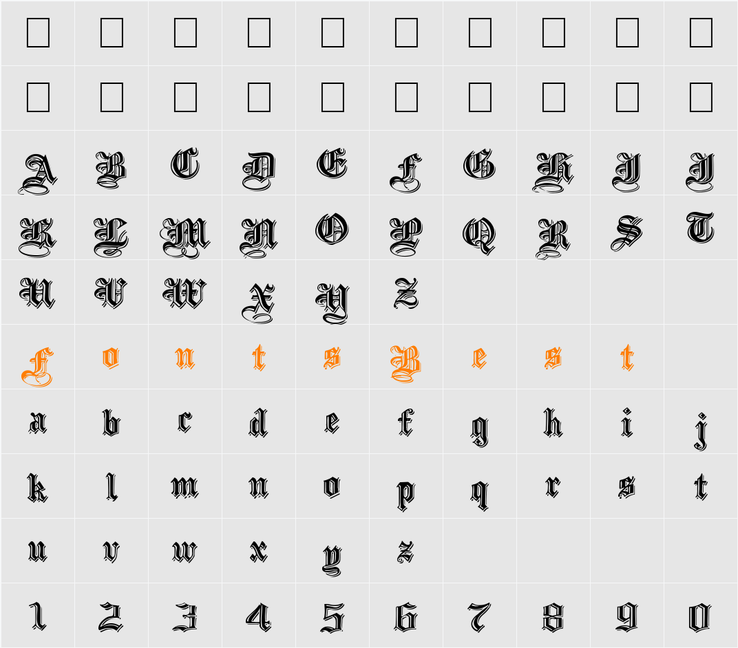 EmbossedBlackWide Character Map