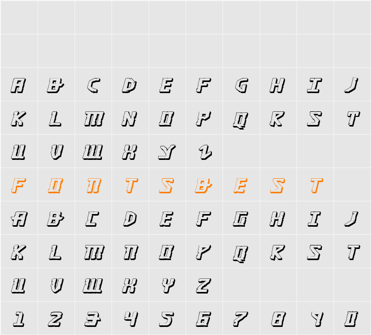 Khazad-Dum 3D Expanded Italic Character Map