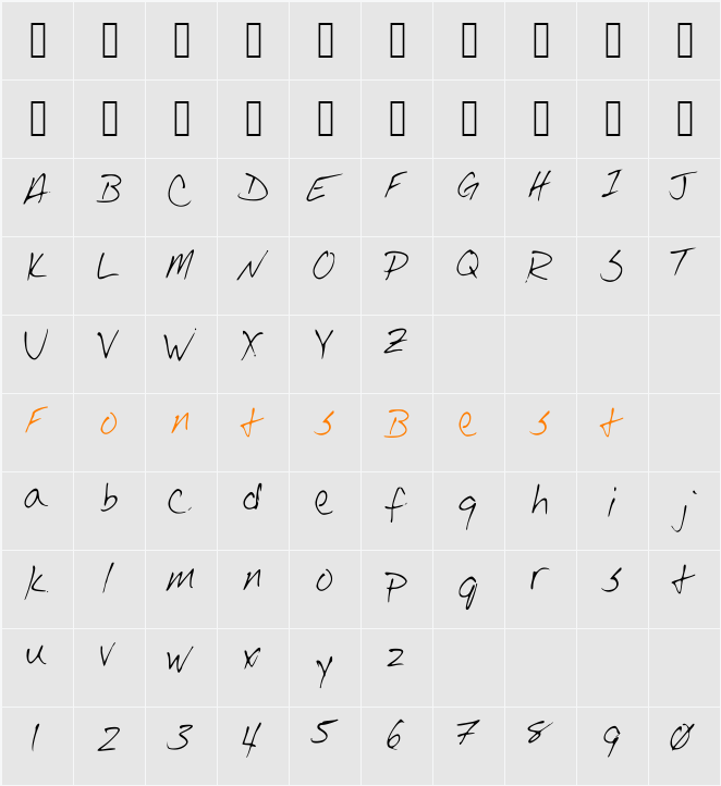 Josh_Script Character Map