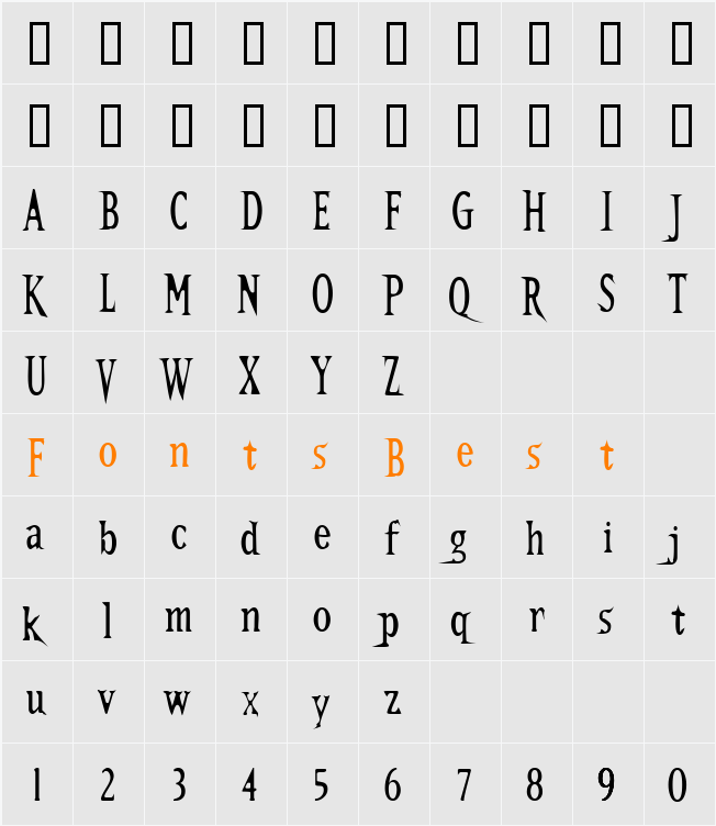 Kallamar Character Map
