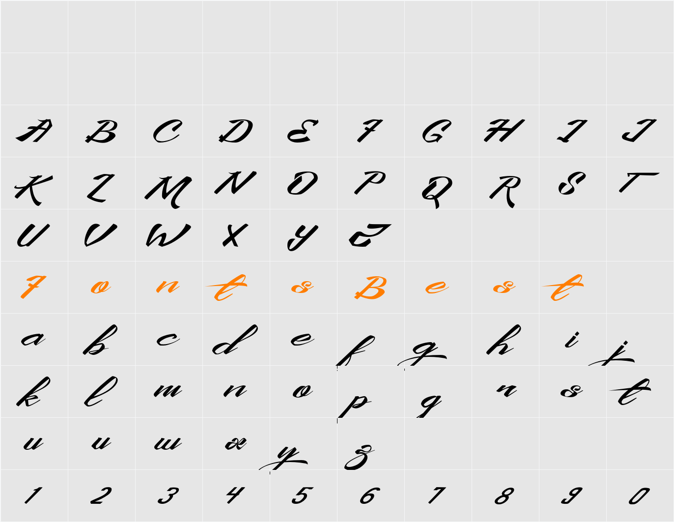 King City Free Font Character Map