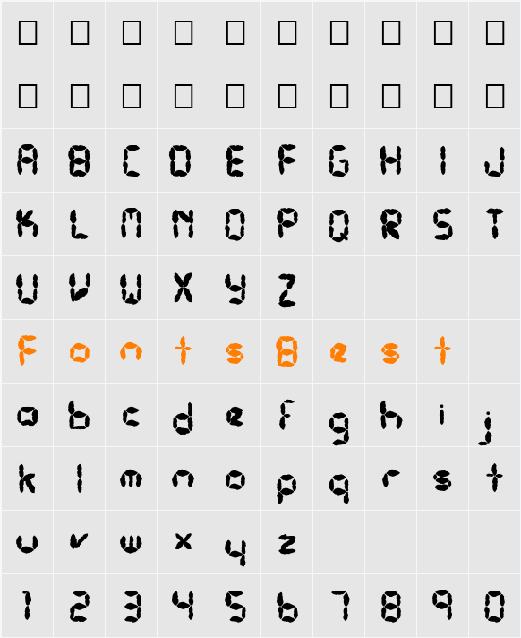 FZ DIGITAL 10 MANGLED Character Map