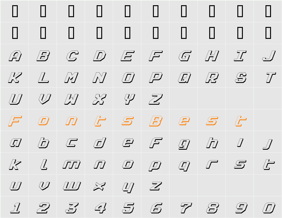 Realpolitik Shadow Italic Character Map