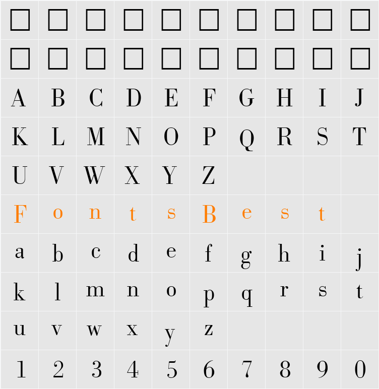 Bodoxi-Light Character Map