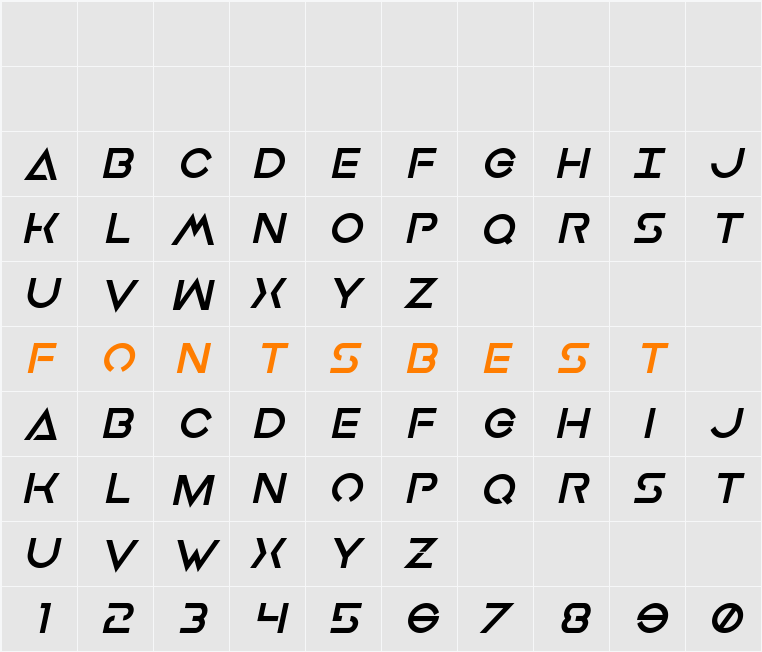 Earth Orbiter Extra-Bold Italic Character Map