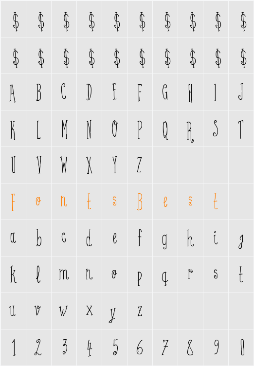 Coffee Written Character Map