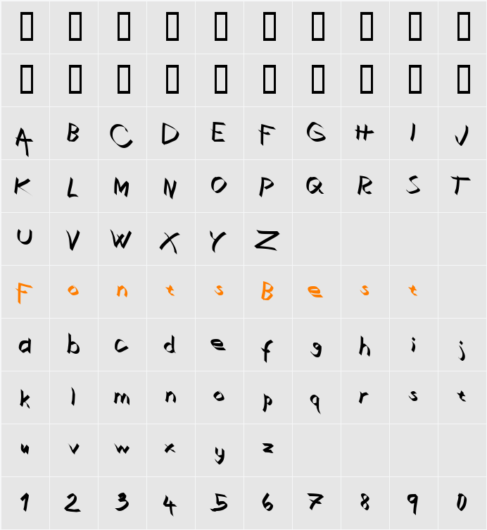 Xaligraphy Character Map