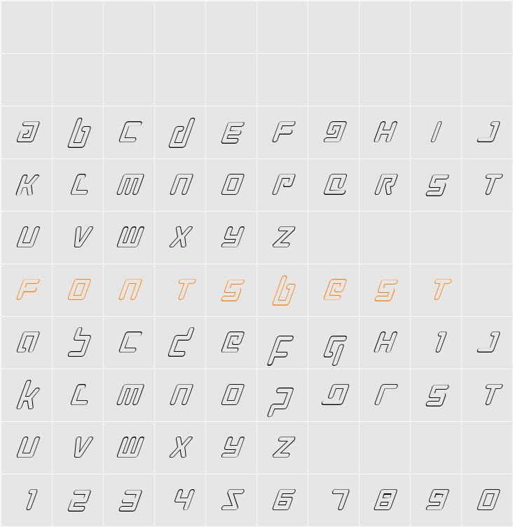 Prokofiev Outline Italic Character Map