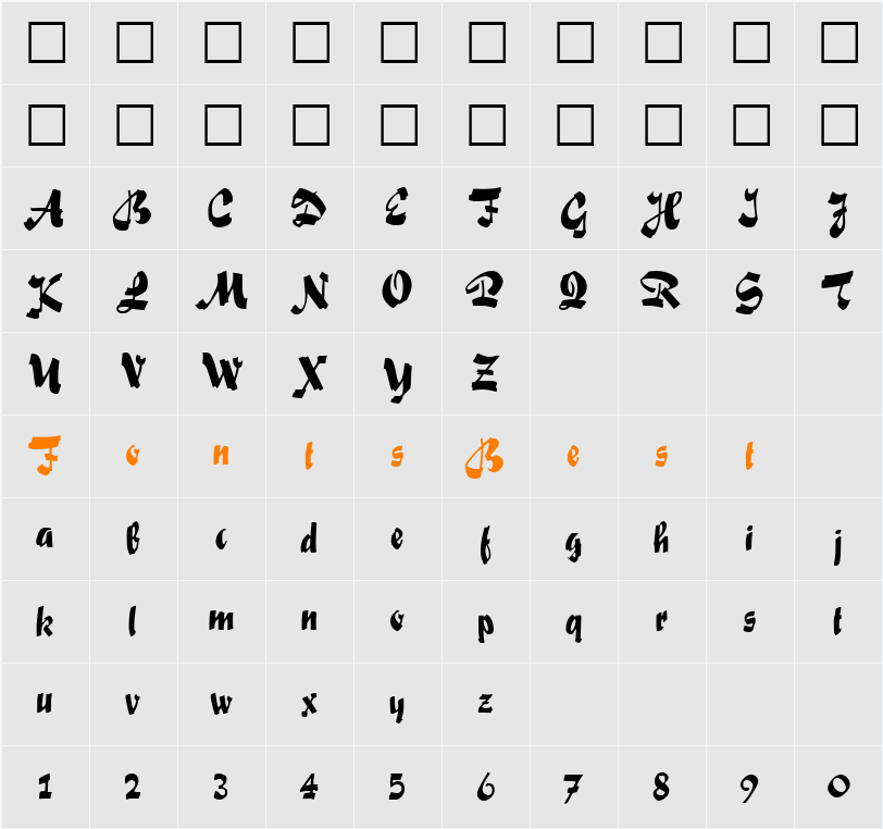 Foxscript Character Map