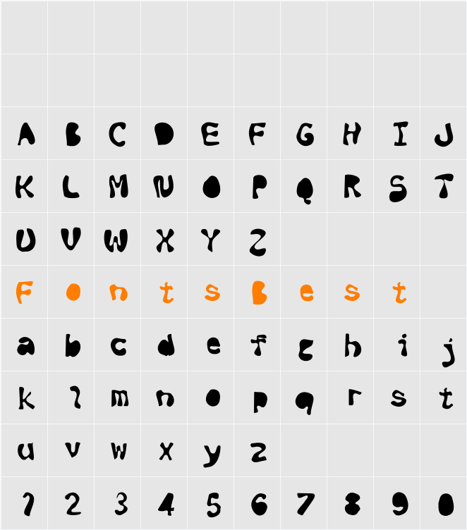 Black ink Character Map