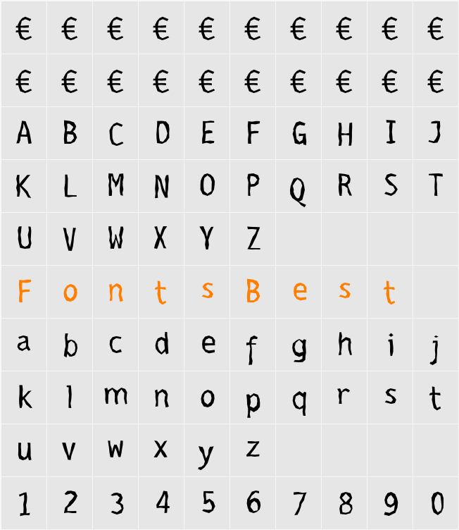 EarthquakeTypewriter Character Map