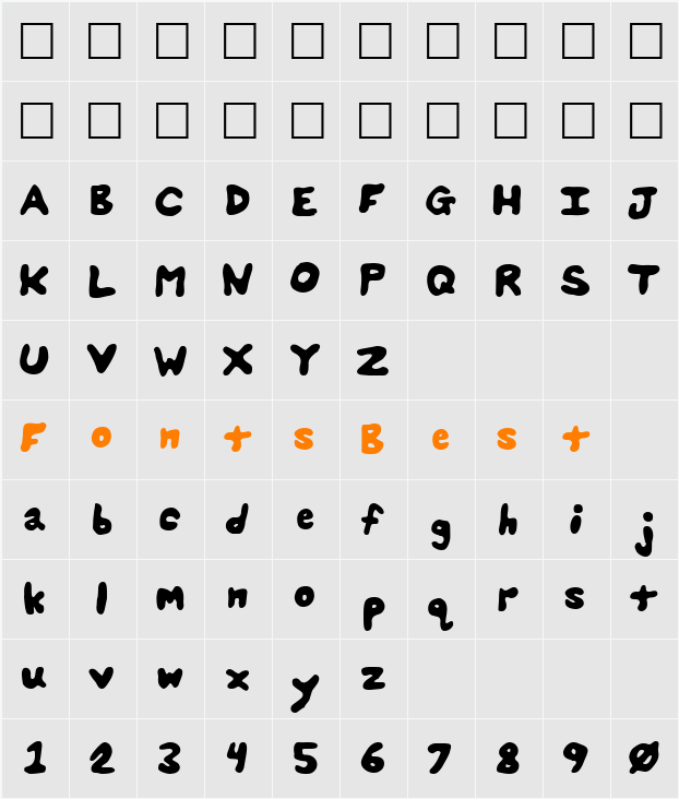 Hube0001 Character Map