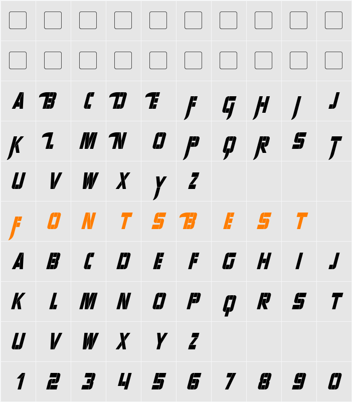 Sharp Avienne Condensed Character Map