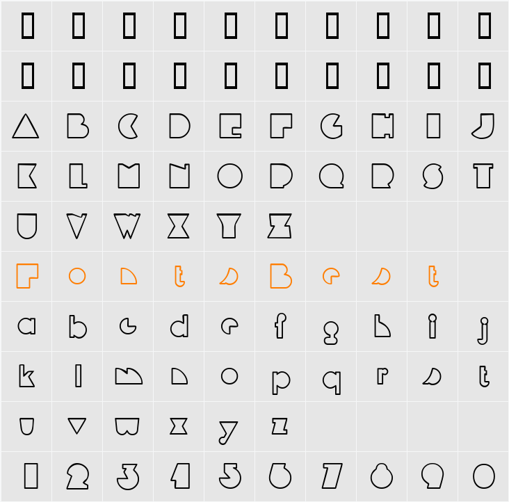 MandrelOutline Character Map