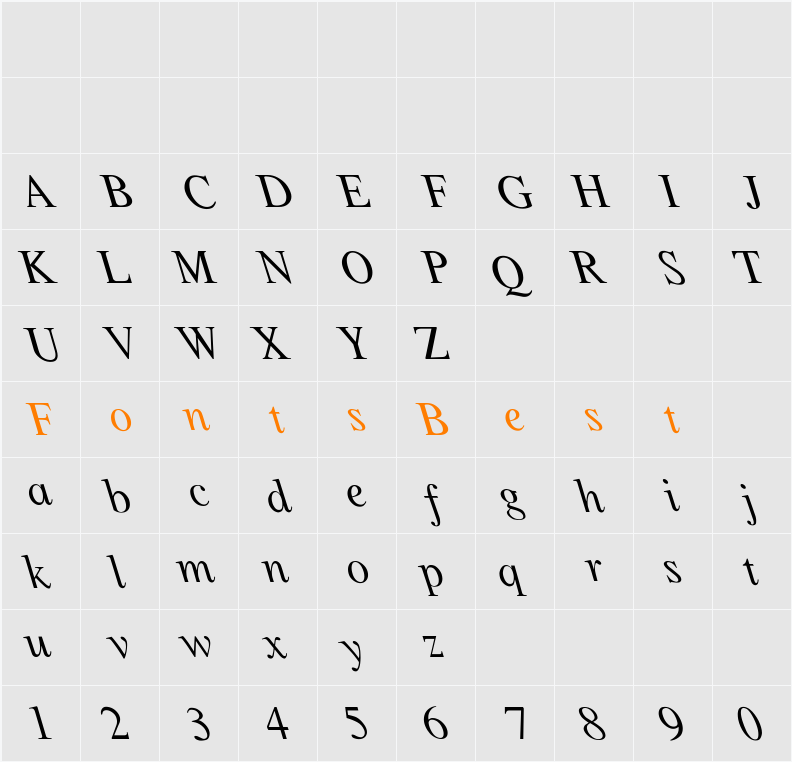 Lefti Character Map