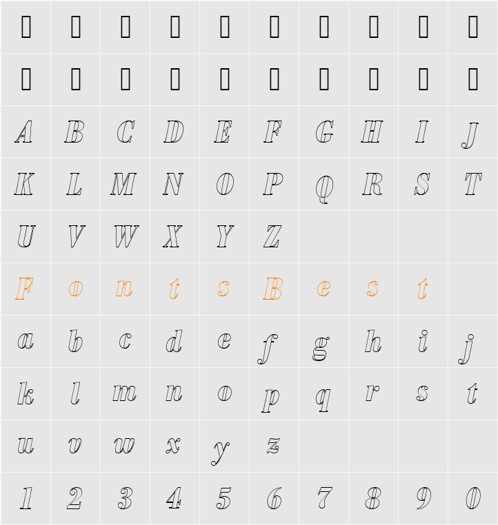 BodoniAntTBolConItaOu1 Character Map