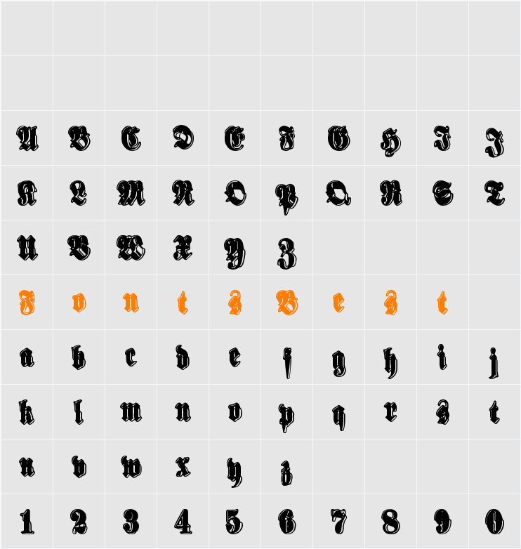 Sinisenharmaa Perkele Character Map