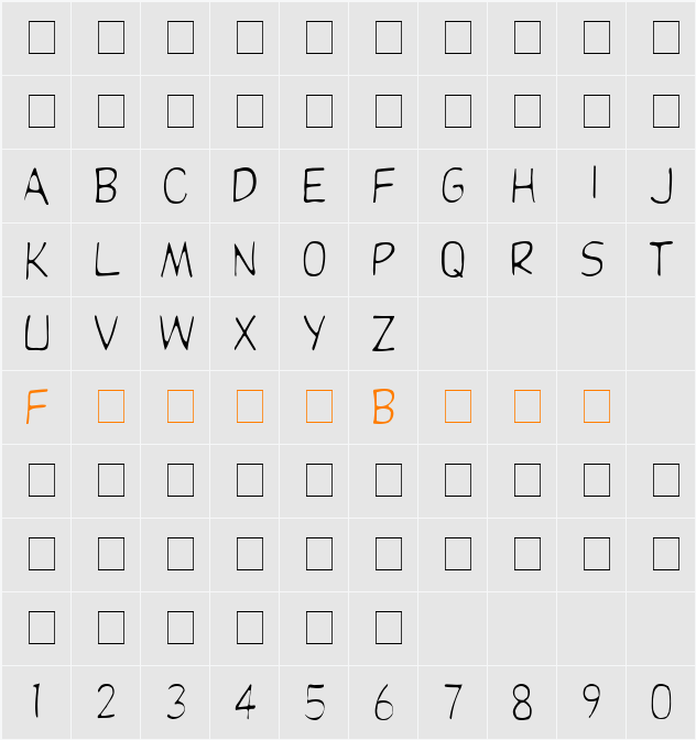 Dibs Display Caps Light SSi Character Map