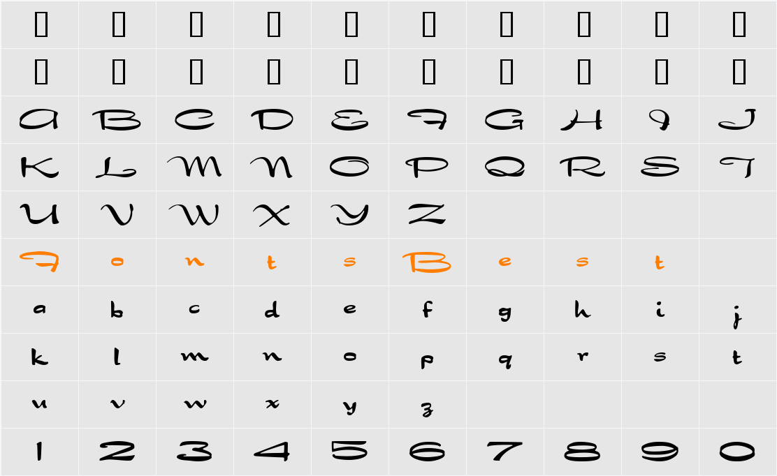 Dragonfly MF Character Map