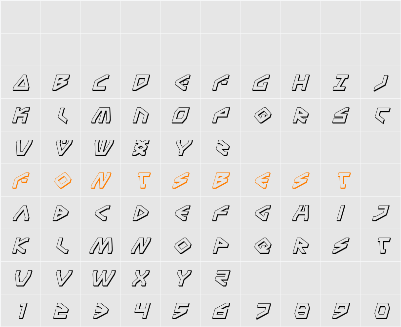 Terra Firma 3D Italic Character Map