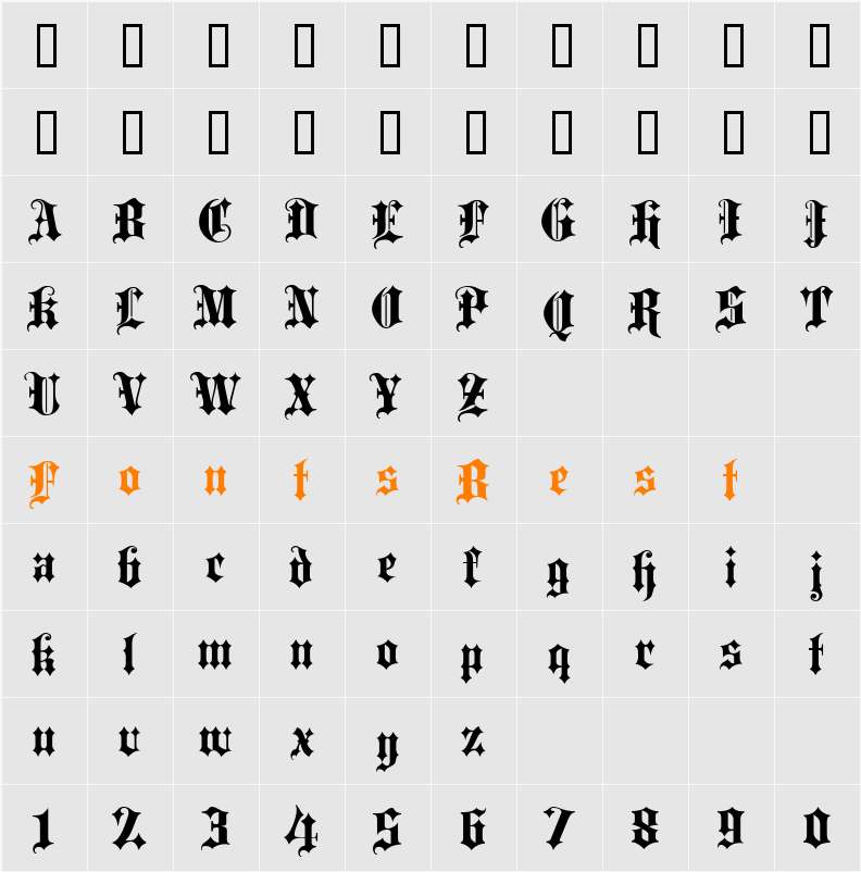 Blackletter Character Map