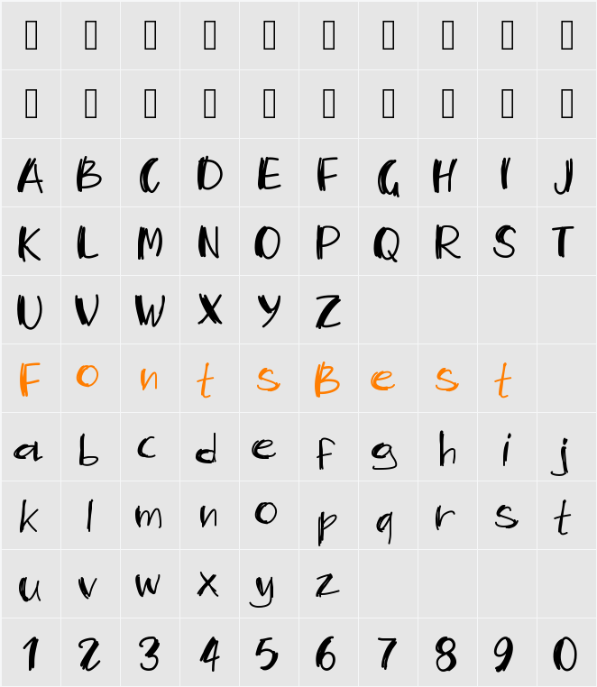PWMambo Character Map