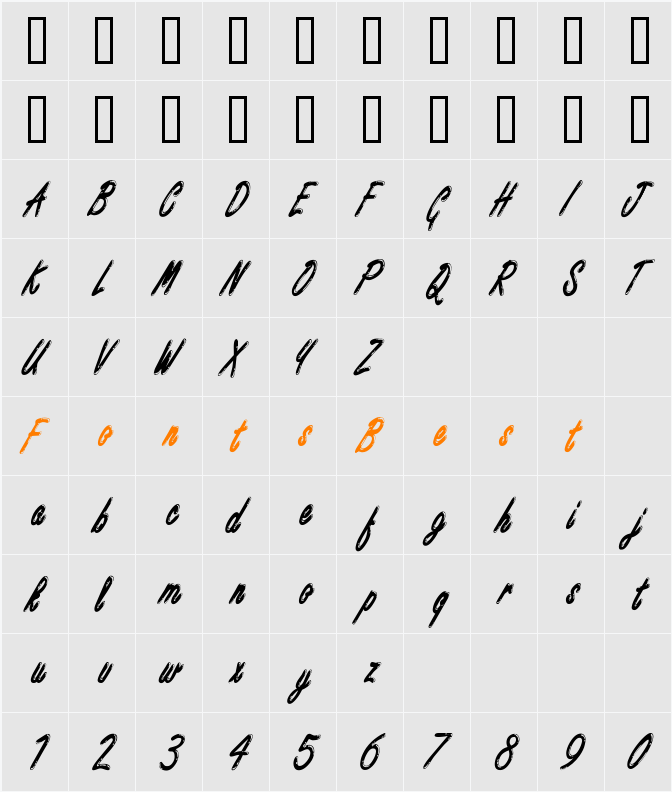 Encino Condensed Character Map