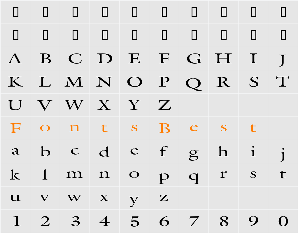 JoulliardExtended Character Map