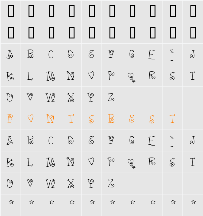 Words of love Character Map