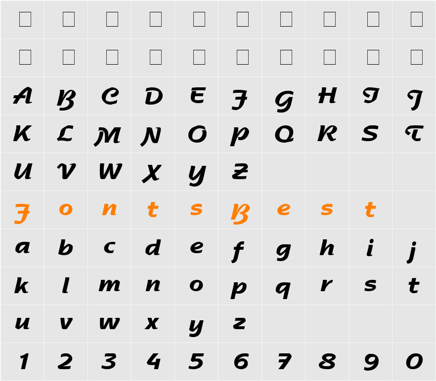 Sentimental Script SSi Character Map