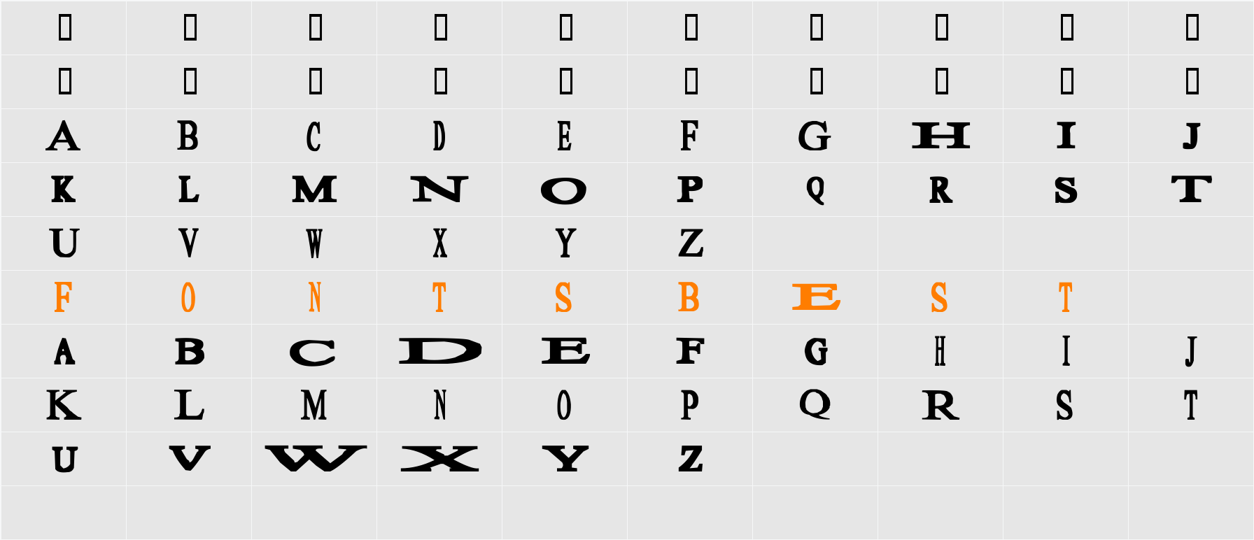 Sloopy Character Map